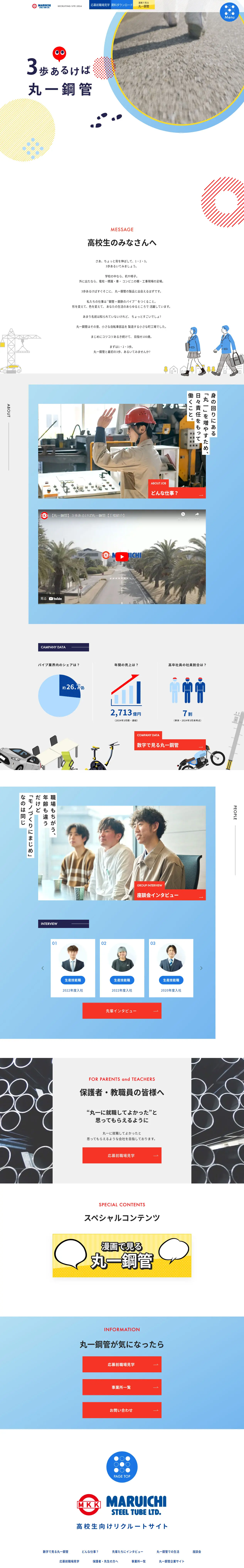 Maruichi Kōkan Website for High School Students LP design (Part-time hiring / Shades of blue / Trust and Safety) PC version