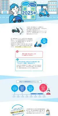 どうなる？どうする？原付2025年問題のLPデザイン（診断・マッチング・まとめ／ブルー系／信頼・安心系）PC版