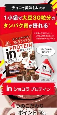 inショコラプロテイン クリスピーパフのLPデザイン（スナック・ガム・あめ・グミ／レッド系／かっこいい系）スマホ版