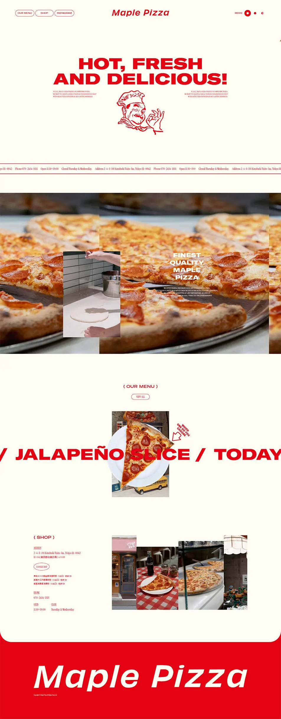 Maple PizzaのLPデザイン（企業・会社・お店／ベージュ系／シンプル系）PC版