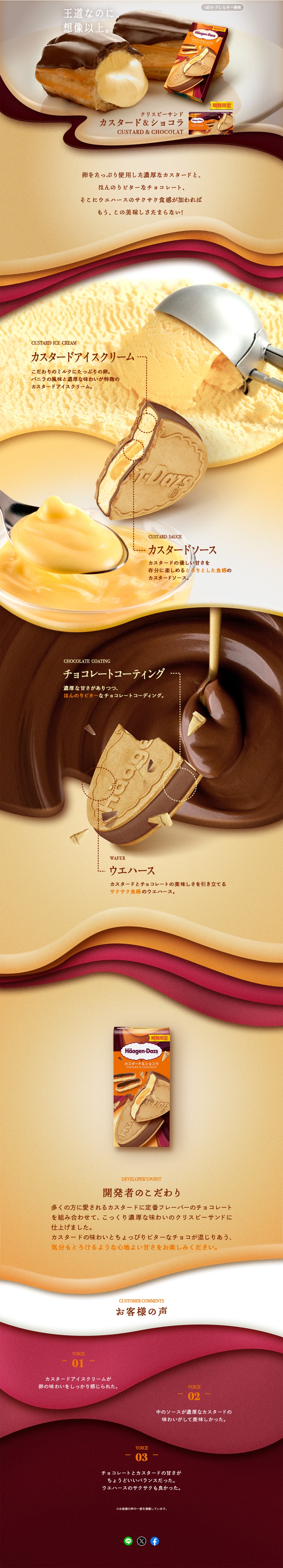 クリスピーサンド カスタードショコラのLPデザイン（洋菓子／ベージュ系／キレイ系）