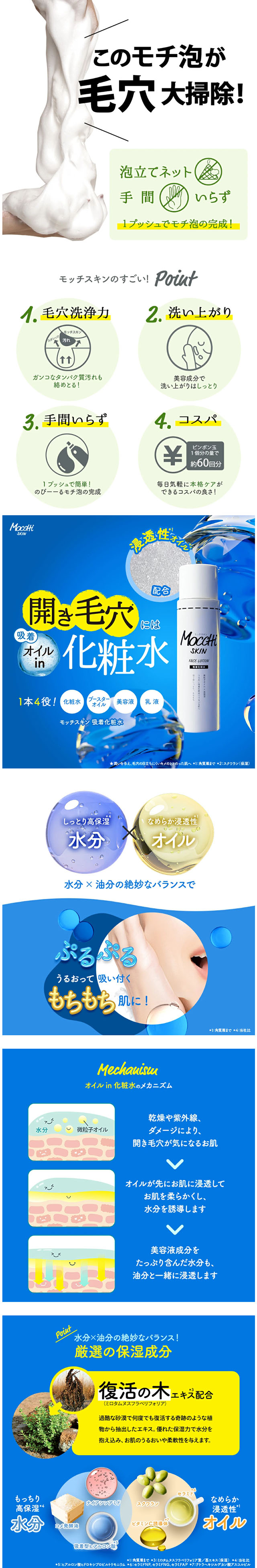 モッチスキン 吸着泡洗顔のLPデザイン（スキンケア・ボディケア・ヘアケア／ブルー（青色）系／キレイ系）
