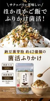 納豆ふりかけのLPデザイン（調味料・甘味料・ダシ・スープ／ベージュ系／オーガニック系）スマホ版