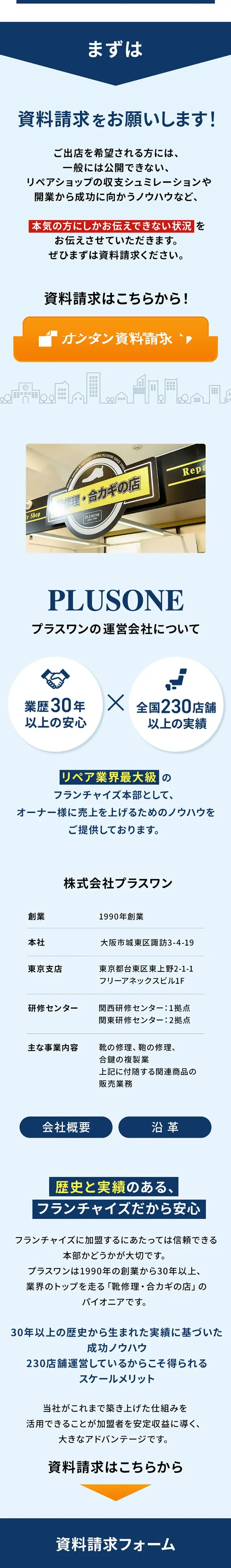 フランチャイズのLPデザイン（レンタル・代行・アウトソース／ブルー系／信頼・安心系）スマホ版
