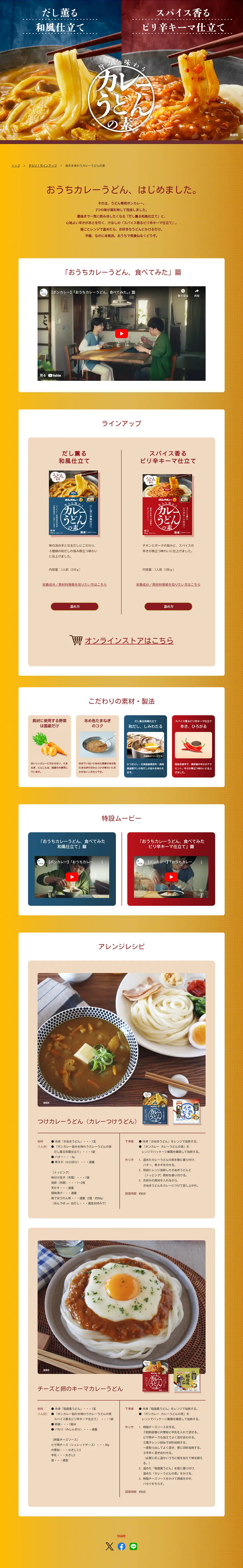 旨みを味わうカレーうどんの素のLPデザイン（レトルト・インスタント／ゴールド系／力強い系）PC版
