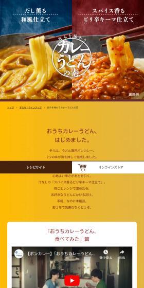 旨みを味わうカレーうどんの素のLPデザイン（レトルト・インスタント／ゴールド系／力強い系）スマホ版