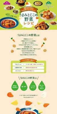Umami-Sealed Vegetable Recipes LP design (Prepared foods, dishes, and cuisine / Orange tones / Cute style) PC version