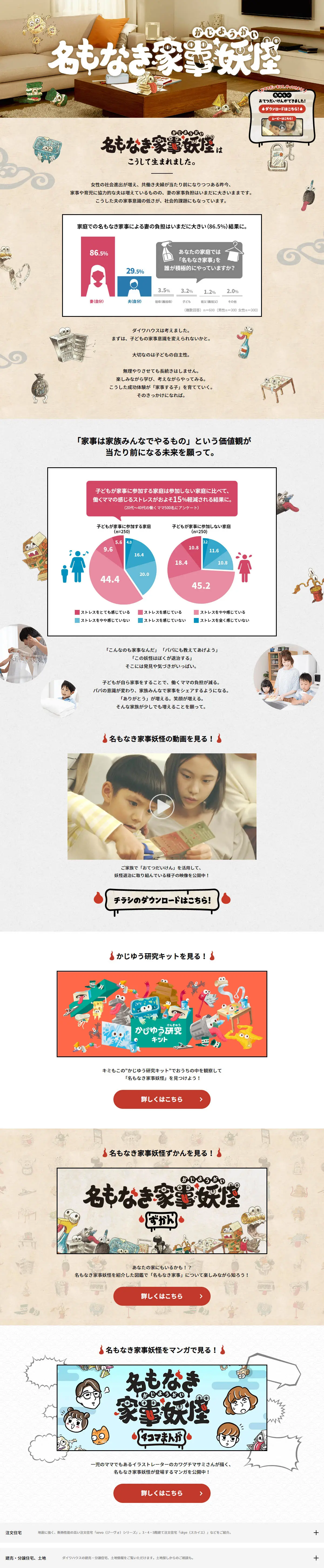 名もなき家事妖怪のLPデザイン（住宅・建築・リフォーム／ブラック系／和風系）PC版