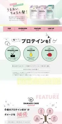 髪にもプロテインを！ダメージケア　プロテインシリーズのLPデザイン（スキンケア・ボディケア・ヘアケア／カラフル系／かわいい系）PC版
