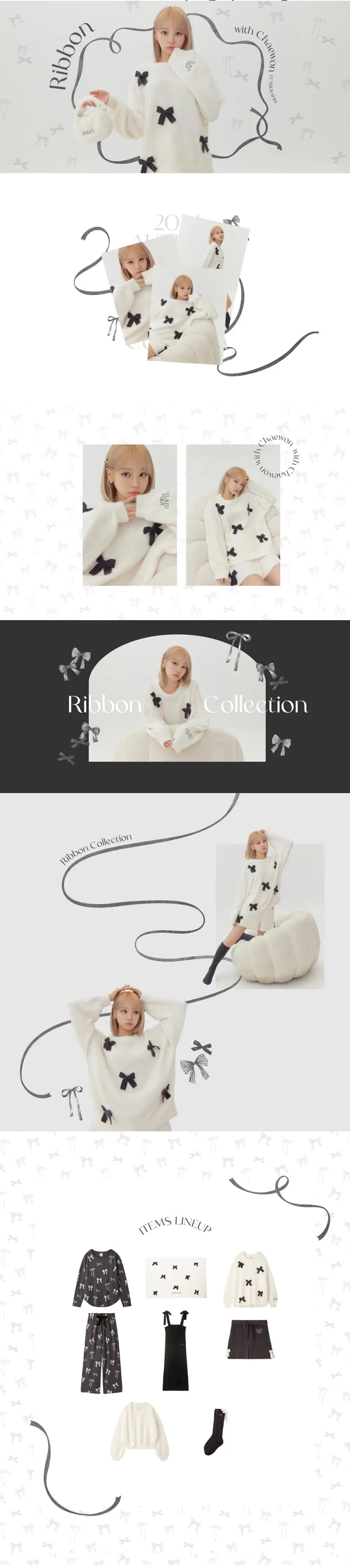 Ribbon with Chaewon LESSERAFIM LP design (Women's fashion / Black-colored / Cute style) PC version