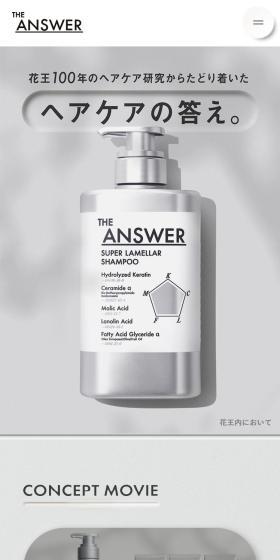 THEANSWER LP design (Skincare, Bodycare, Haircare / Shades of grey / Simple) Mobile version