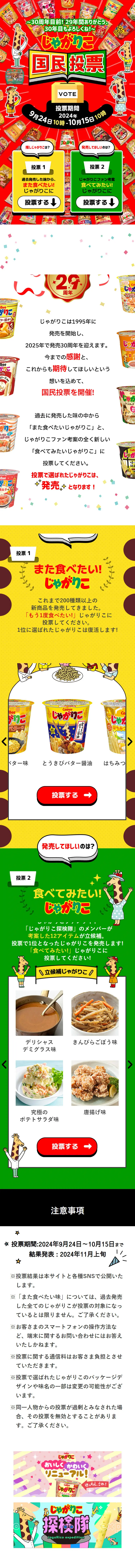 じゃがりこ国民投票のLPデザイン（スナック・ガム・あめ・グミ／カラフル系／にぎやか系）スマホ版