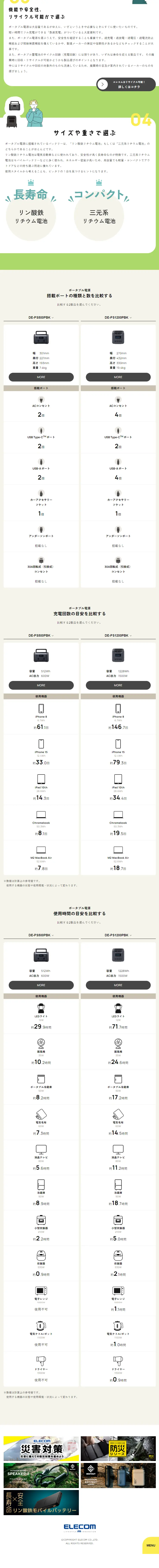 ポータブル電源のLPデザイン（一般家電／グリーン系／信頼・安心系）スマホ版