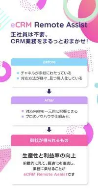 eCRM Remote AssistのLPデザイン（デザイン・アプリ・システム／ピンク系／信頼・安心系）スマホ版