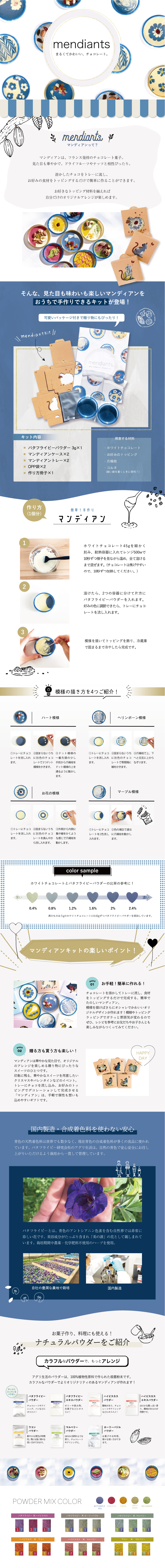 幸せを呼ぶ青いマンディアンキットのLPデザイン（洋菓子／ブルー（青色）系／かわいい系）