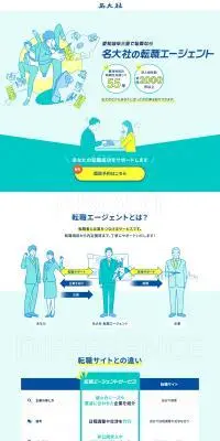 名大社の転職エージェントのLPデザイン（中途採用／グリーン系／信頼・安心系）PC版