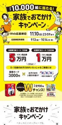 家族でおでかけキャンペーンのLPデザイン（イベント・キャンペーン・体験／イエロー系／にぎやか系）スマホ版