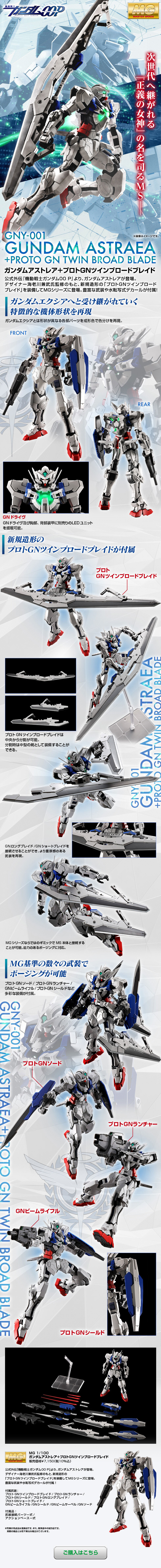 MG 1/100 Gundam Astrea + Proto GN Twin Broadblade LP design (Toys, Hobbies & Figures / White-based / Cool style) Mobile version