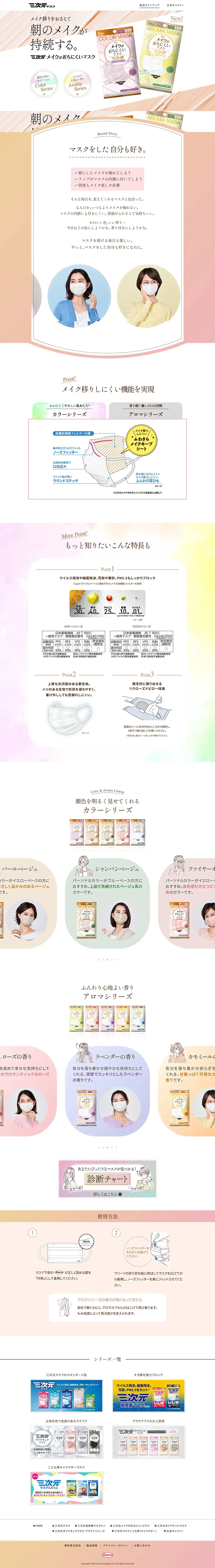 三次元メイクがおちにくいマスクのLPデザイン（応急手当・保護用品／ベージュ系／かわいい系）PC版