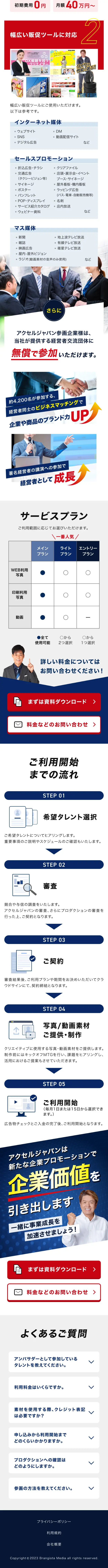 ACCELJAPAN LP design (Rental, Contracting, and Outsourcing / Shades of blue / Lively type) Mobile version