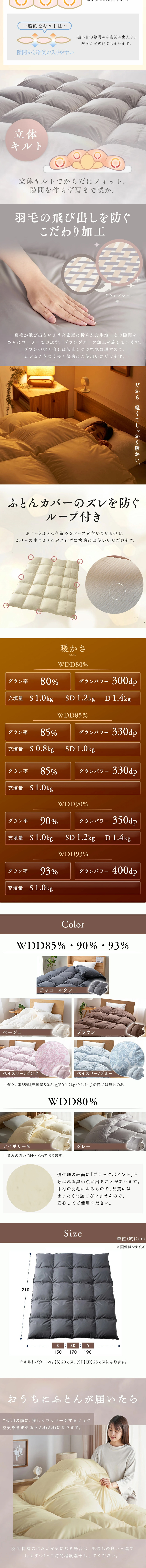 ホワイトダックダウンのLPデザイン（寝具・絨毯・家具収納／ブラウン系／信頼・安心系）スマホ版