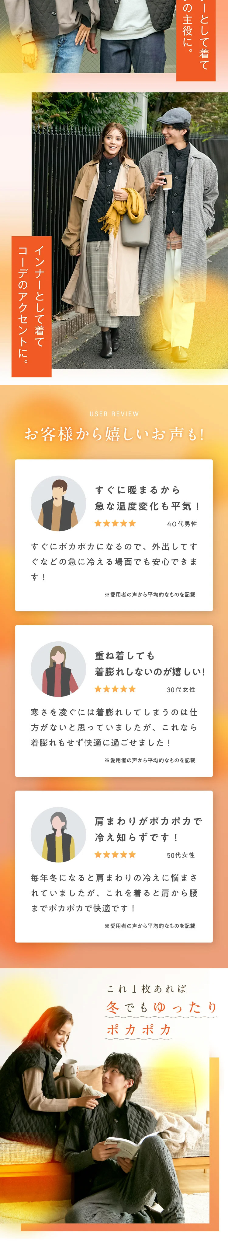 Quick Heater Vest LP design (Women's fashion / Orange tones / Trust and Safety) Mobile version