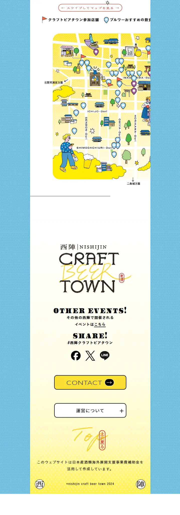 西陣 CRAFT BEER TOWNのLPデザイン（イベント・キャンペーン・体験／イエロー系／マンガ・イラスト系）スマホ版