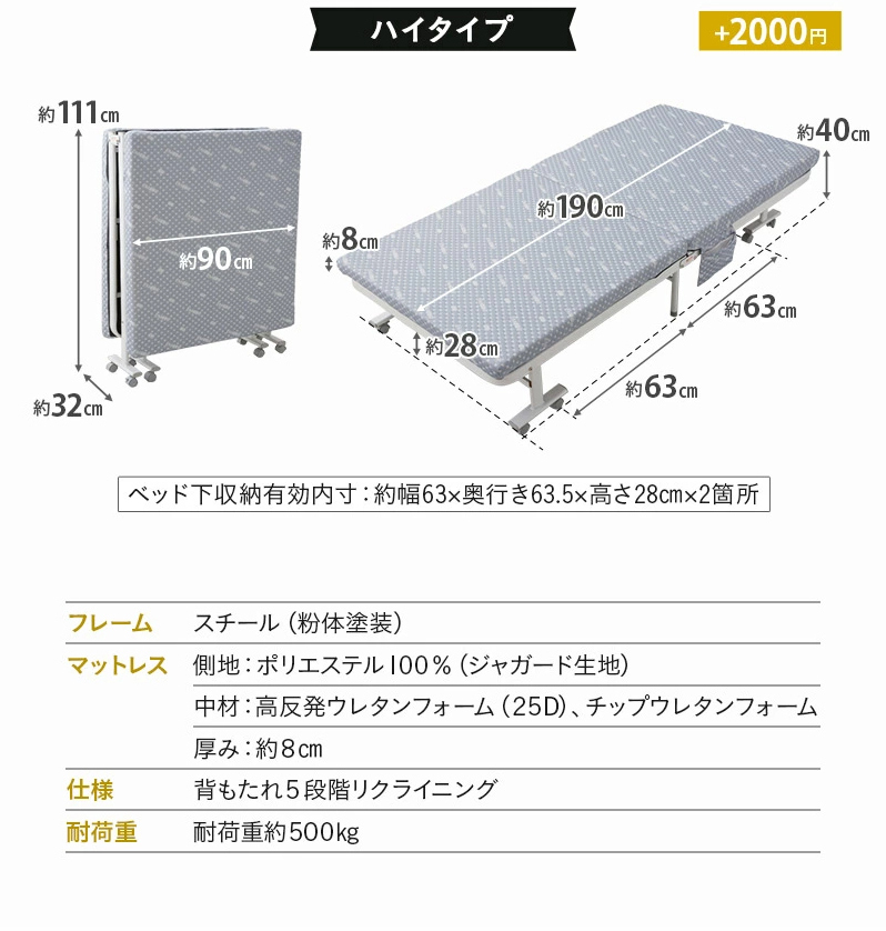 折りたたみベッド MEHOLのLPデザイン（寝具・絨毯・家具収納／ホワイト系／スタイリッシュ系）スマホ版