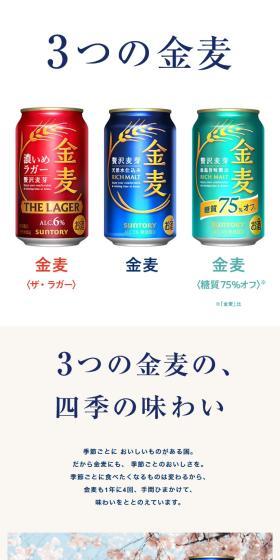 Three Kinmugi LP design (Beer and Happoshu / White-based / Simple) Mobile version