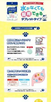 太田胃散チュアブルNEOのLPデザイン（応急手当・保護用品／イエロー系／信頼・安心系）PC版