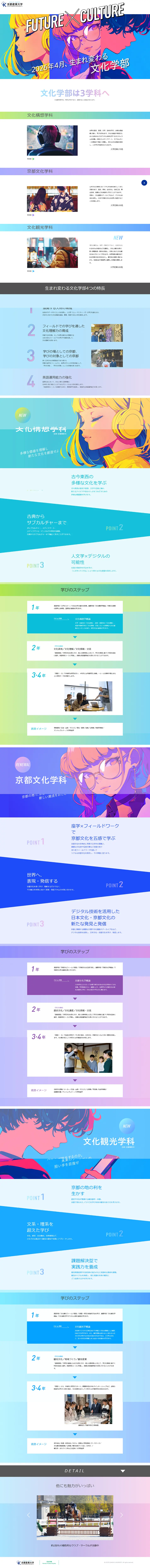 京都産業大学文化学部のLPデザイン（学校・塾・通信講座／カラフル系／かっこいい系）PC版
