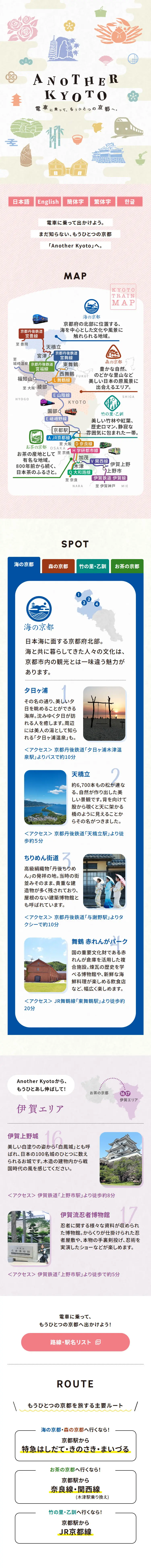 AnotherKyoto LP design (Domestic and international travel / Multi-color type / Japanese style) Mobile version
