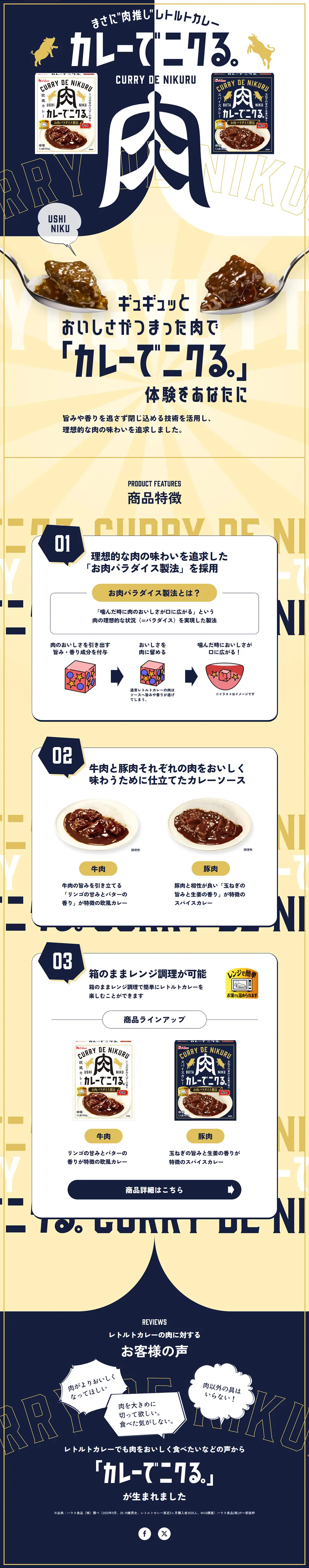 Curry de Nikuru. LP design (Retort / Instant / Gold tones / Lively type) PC version