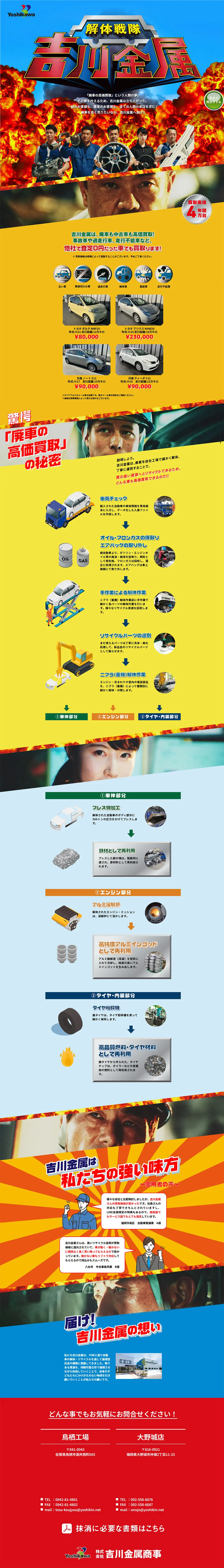 解体戦隊吉川金属のLPデザイン（車体・車用品／カラフル系／にぎやか系）PC版