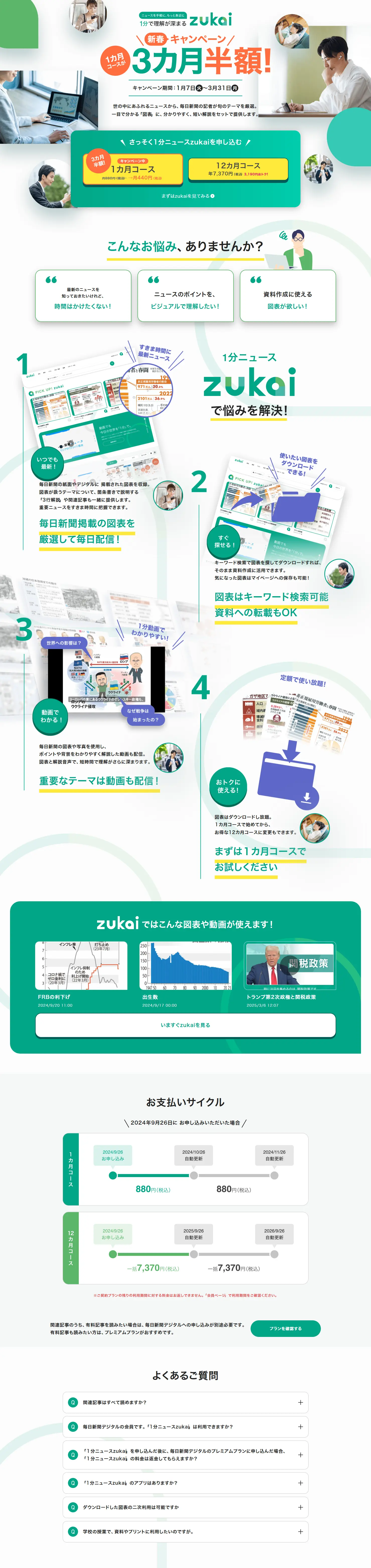 1-Min News Zukai LP design (Diagnosis, Matching, and Summary / Green tones / Stylish type) PC version