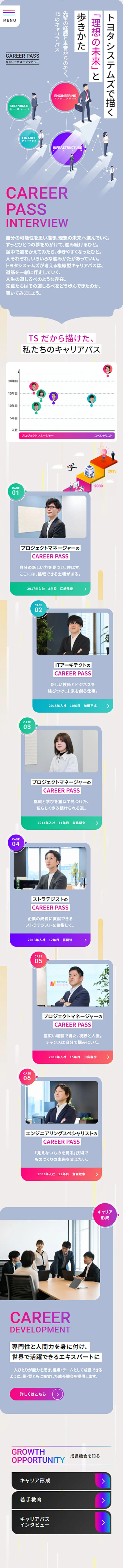 キャリアパスインタビューのLPデザイン（中途採用／グリーン系／信頼・安心系）スマホ版
