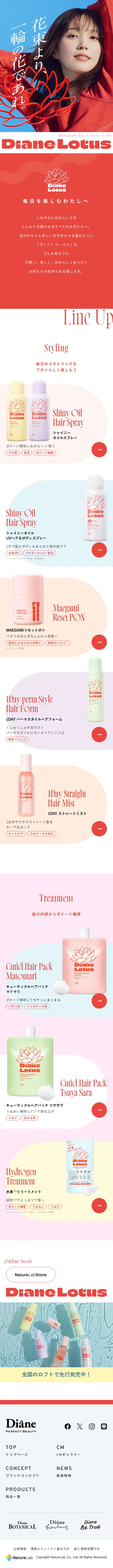 Diane Lotus LP design (Skincare, Bodycare, Haircare / Shades of blue / Refined style) Mobile version