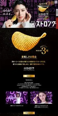 湖池屋ストロングのLPデザイン（スナック・ガム・あめ・グミ／ブラック系／力強い系）PC版