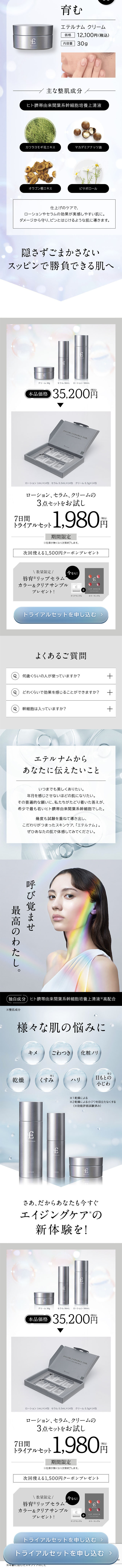 Eternam LP design (Skincare, Bodycare, Haircare / Shades of grey / Simple)