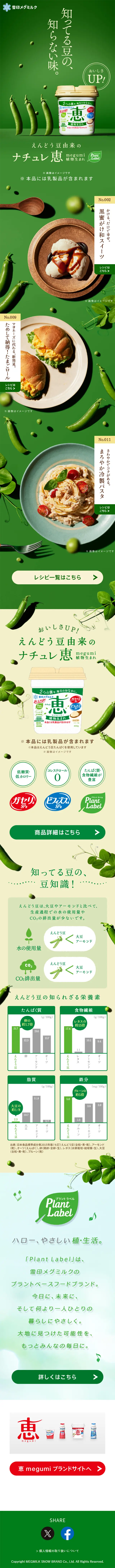 NATURE Megumi LP design (Cheese, yogurt, dairy products / Green tones / Natural style) Mobile version