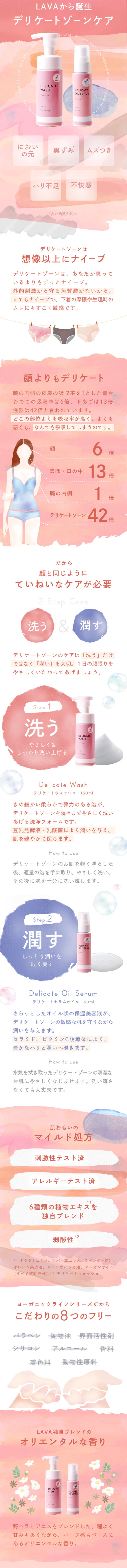 Yoganic LifeフェムケアのLPデザイン（スキンケア・ボディケア・ヘアケア／オレンジ系／かわいい系）スマホ版