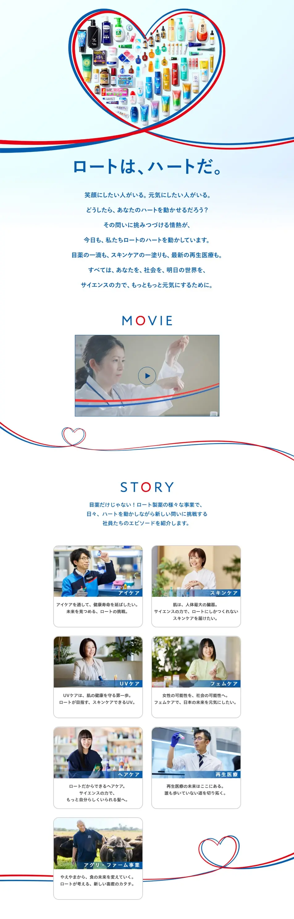 ロートは、ハートだ。のLPデザイン（企業・会社・お店／ブルー系／シンプル系）PC版