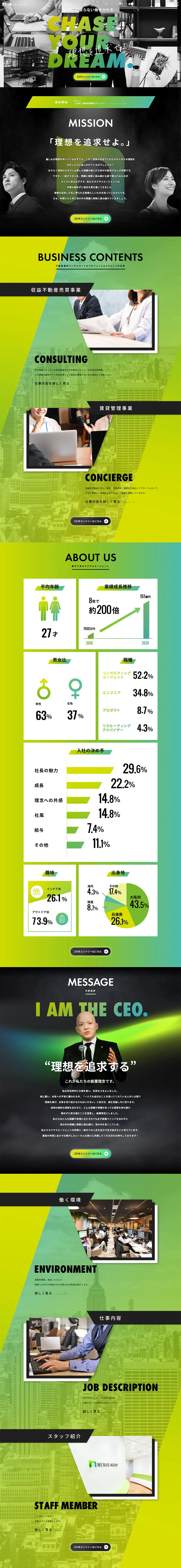 2026 New Graduate Recruitment Website LP design (Graduate recruitment / Green tones / Cool style) PC version