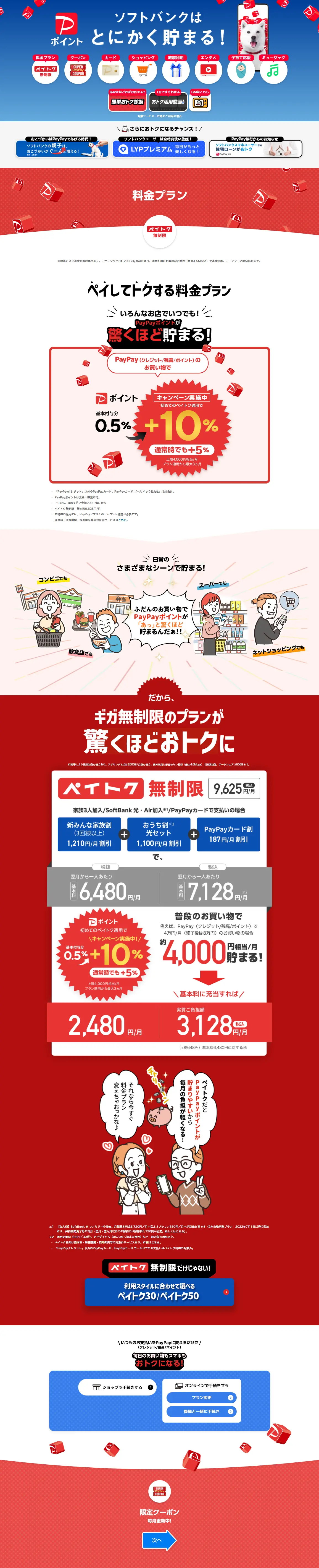 SoftBank Pricing Plans LP design (Communication and Network Equipment / Red tones / Lively type) PC version