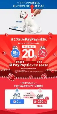PayPayでおこづかいを定期的に送ると1年間おこづかいがぐーんと増えちゃうキャンペーンのLPデザイン（イベント・キャンペーン・体験／レッド系／シンプル系）PC版