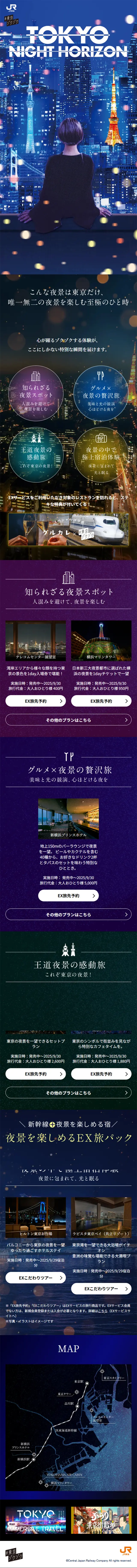 TOKYO NIGHT HORIZONのLPデザイン（国内旅行・海外旅行／ブルー系／かっこいい系）スマホ版