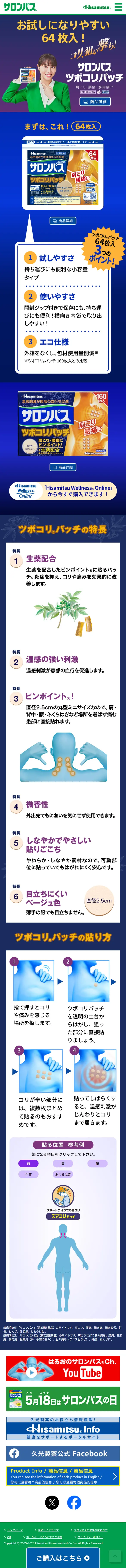Salonpas LP design (First Aid and Protective Supplies / Shades of blue / Cool style) Mobile version