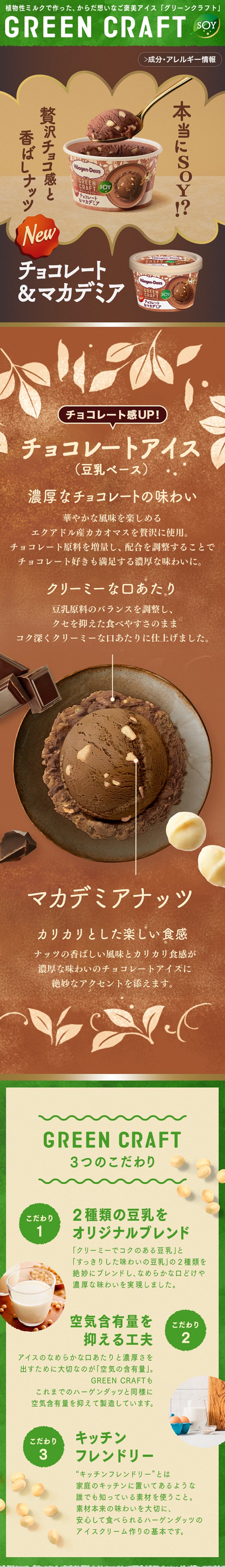 チョコレート&マカデミアのLPデザイン（洋菓子／グリーン系／にぎやか系）スマホ版