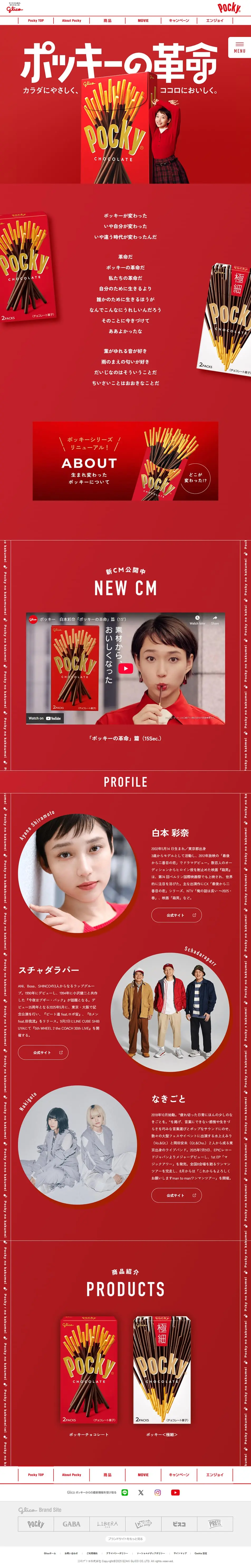 PockyのLPデザイン（チョコレート／レッド系／シンプル系）PC版