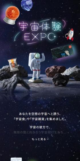 Space Experience EXPO LP design (Retort / Instant / Black-colored / Cute style) Mobile version